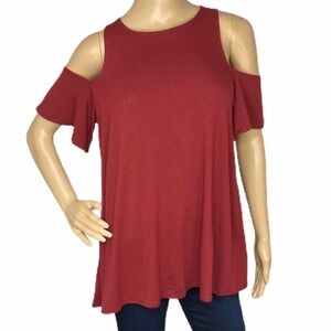 Urban Outfitters Kimchi Blue Burgundy Cold Shoulder Top Size Small